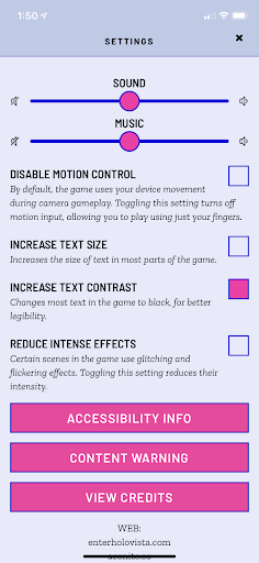 A visual representation of the in-game settings, and the impact of turning on increased contrast. You can see the text color has changed to black for most text.